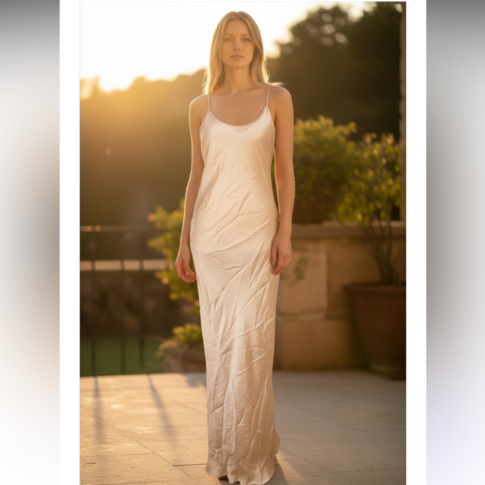 Vintage Stunning Light Peach Silk Slipdress. Size Small/Medium - Picture 5 of 13